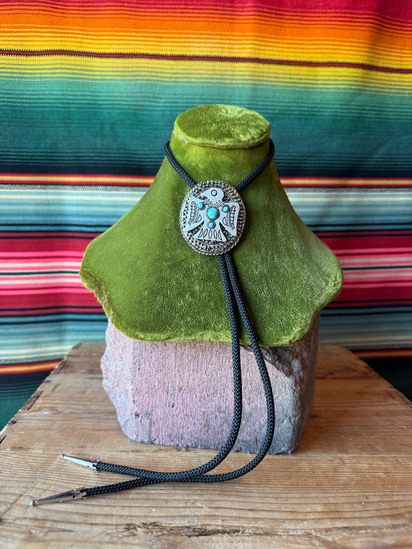 Turquoise Thunderbird Pendant Bolo Tie