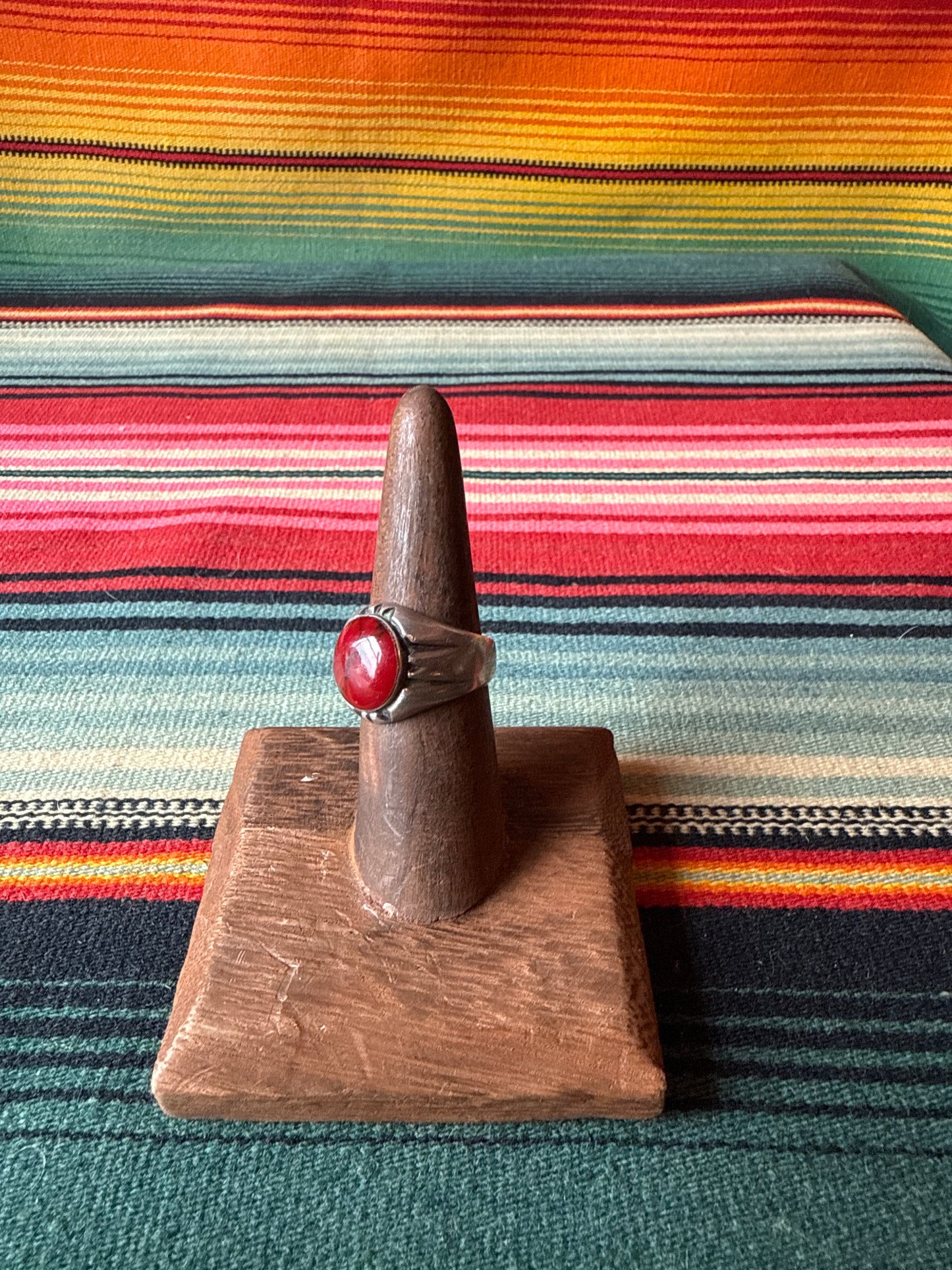 Vintage Sterling and Blood Red Stone Ring