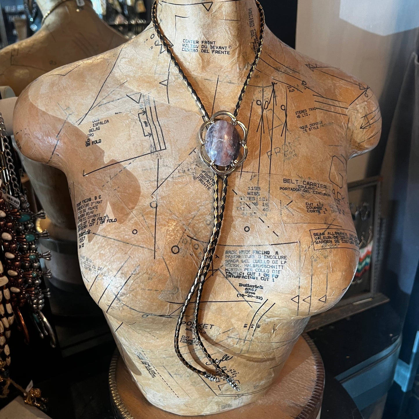 Purple Stone Bolo with Gold Flower Setting