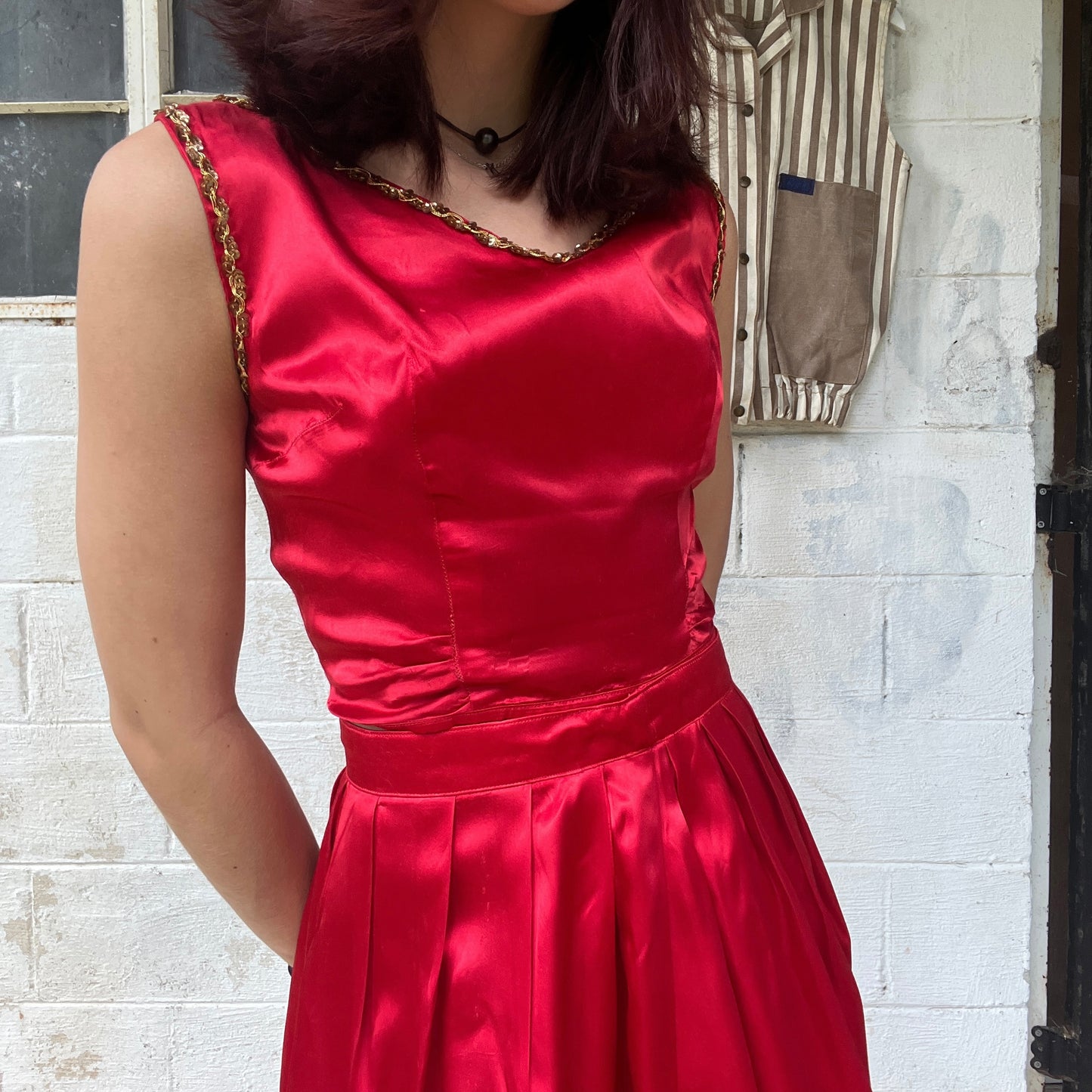 Red Satin 2 Piece Set
