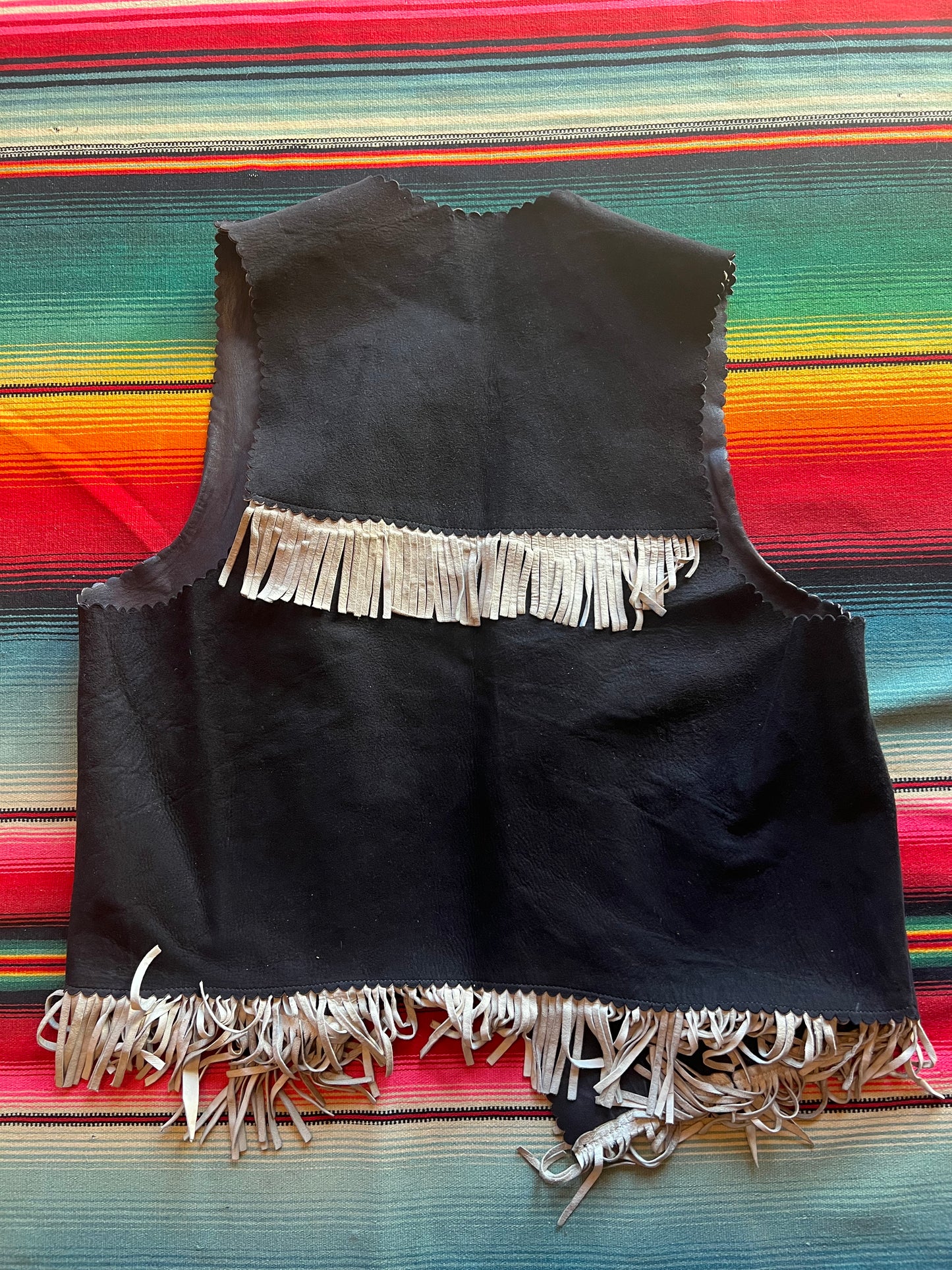Vtg Leather Fringe Concho Vest