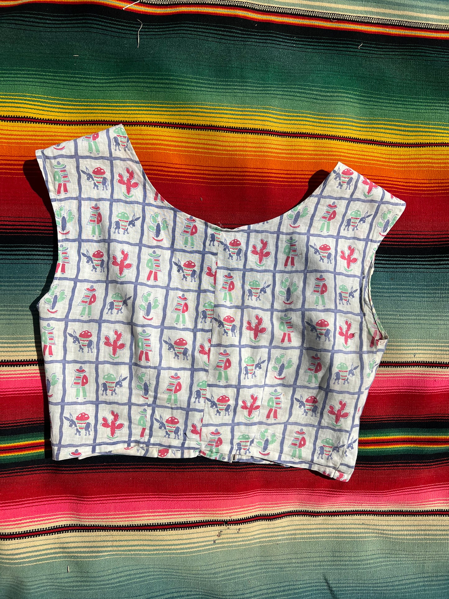 40s Mexican Novelty Print Top