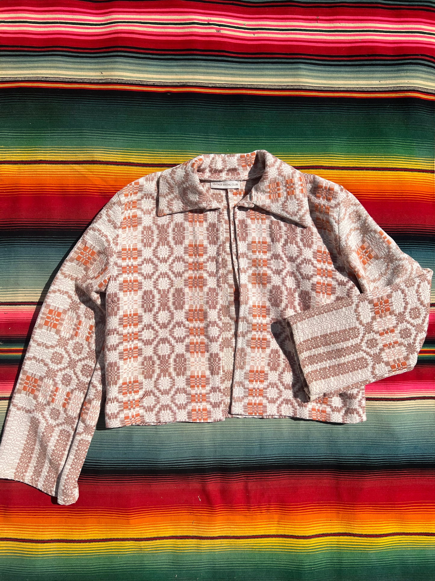 Handmade Crop Quilt Coat (Light Pink Flower)