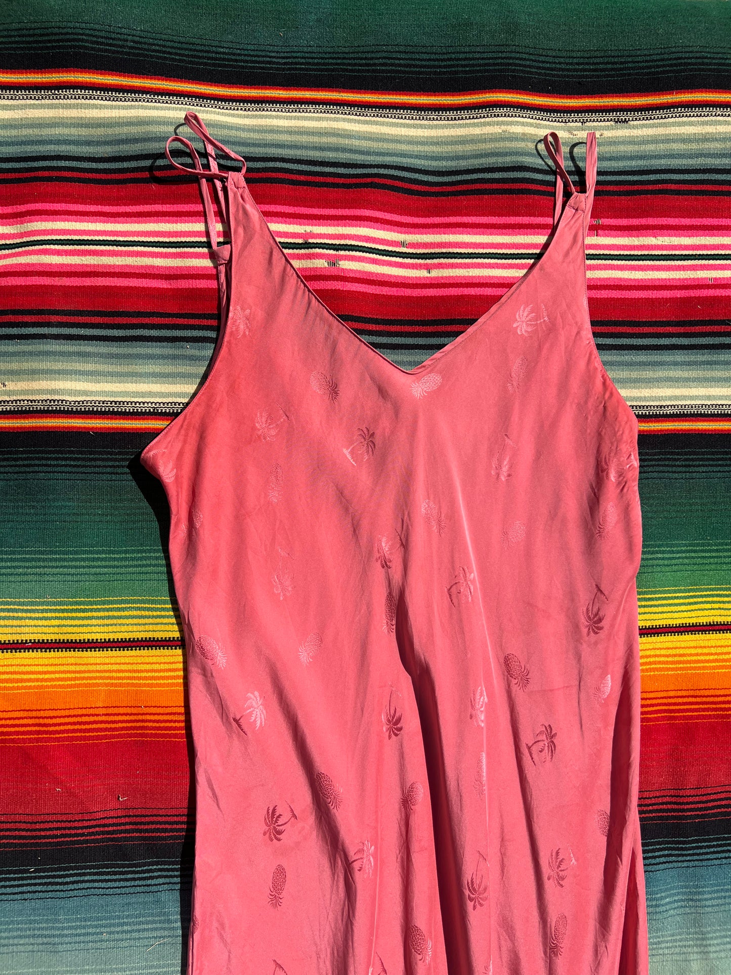 Vintage Pink Silk Maxi Slip Dress