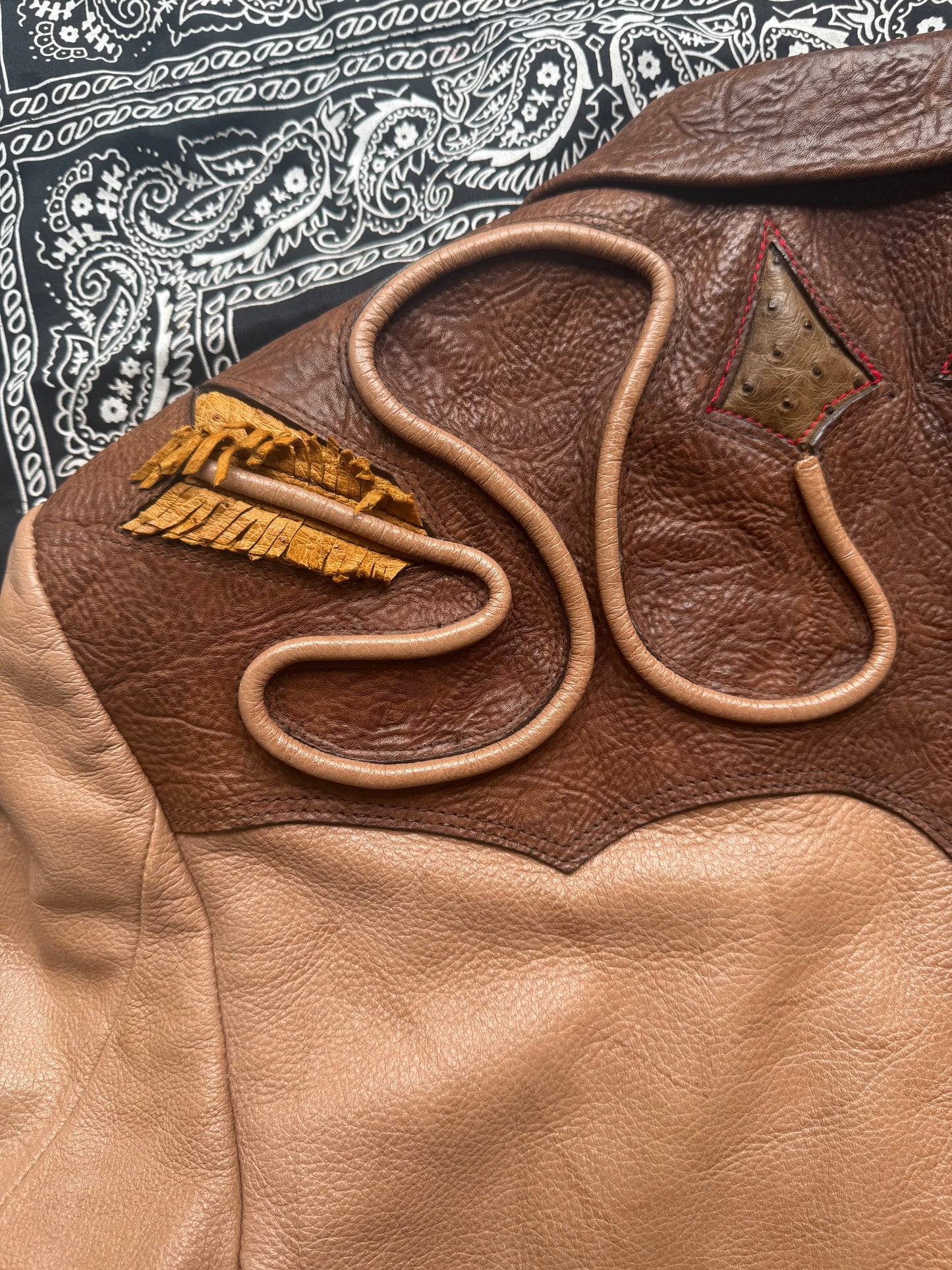Vintage Custom Leather Blazer with Arrows Design by Mancha