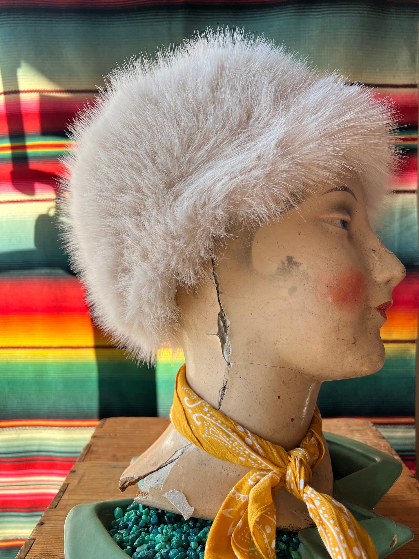 Women’s Cream Fuzzy Faux Fur Hat