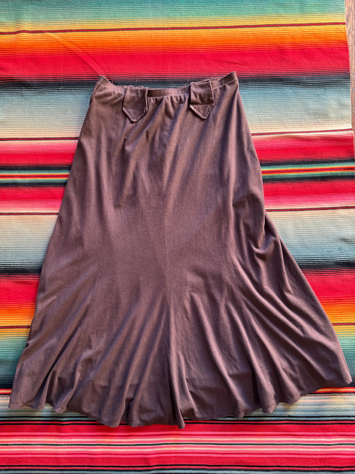 Brown Microsuede Western Skirt