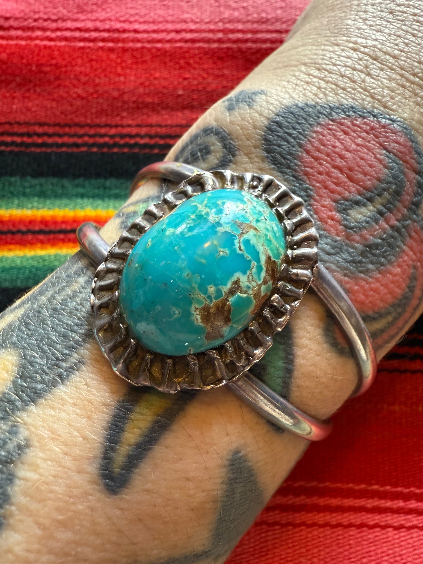 Tortoise Shell Style Turquoise Setting Cuff