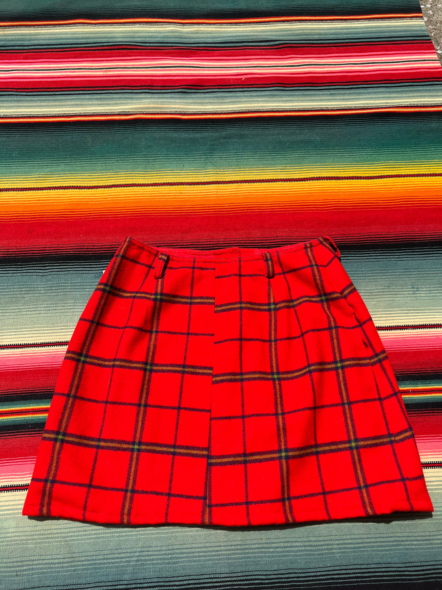 1970s Plaid Wool Mini Skirt