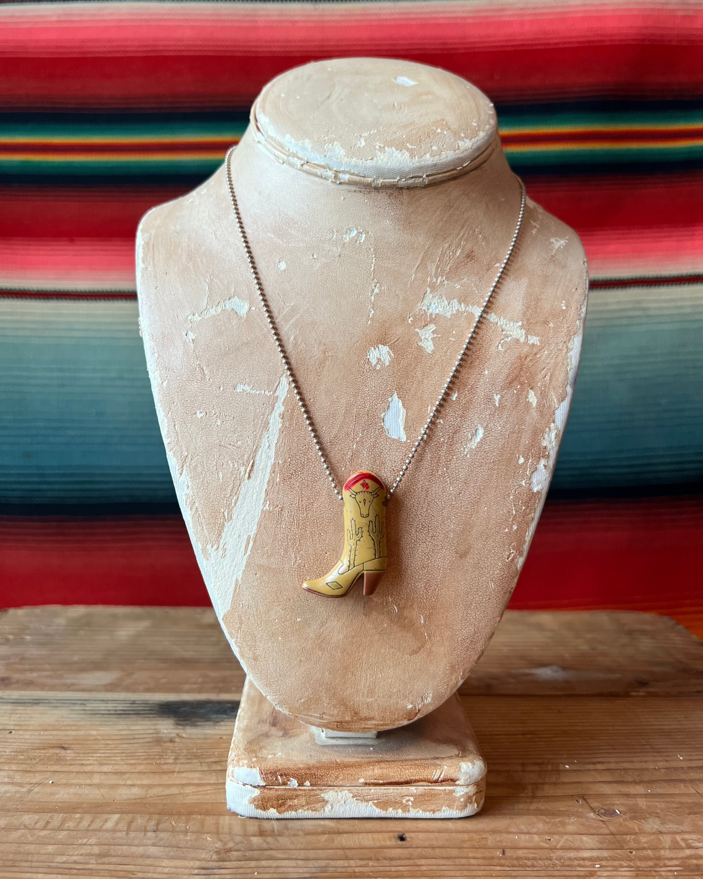 Cowgirl Boot Charm and Sterling Ball Chain Necklace