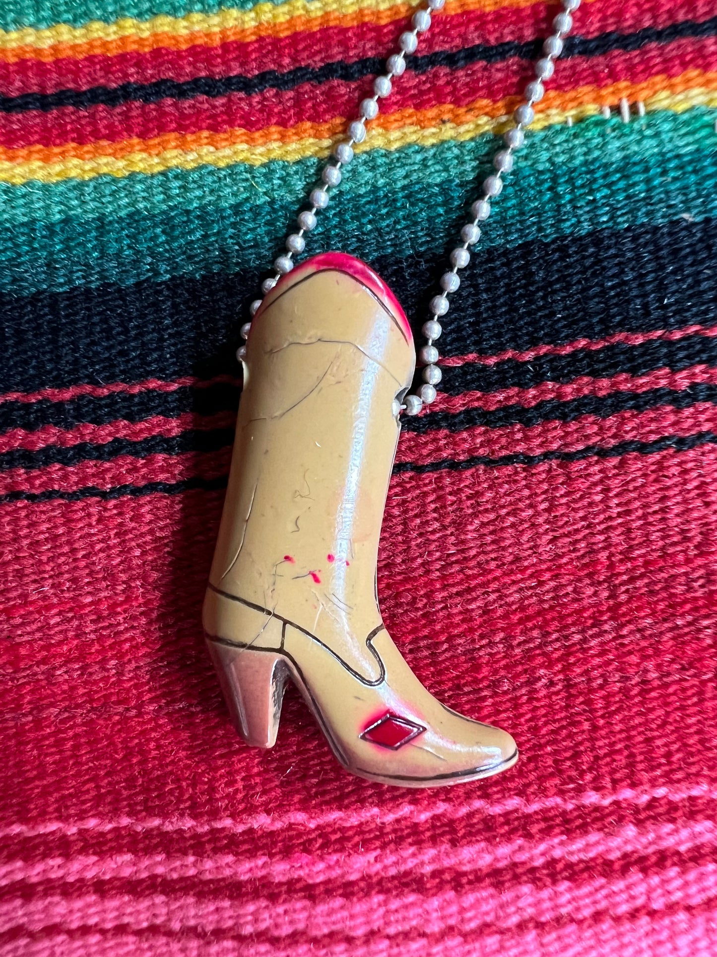 Cowgirl Boot Charm and Sterling Ball Chain Necklace