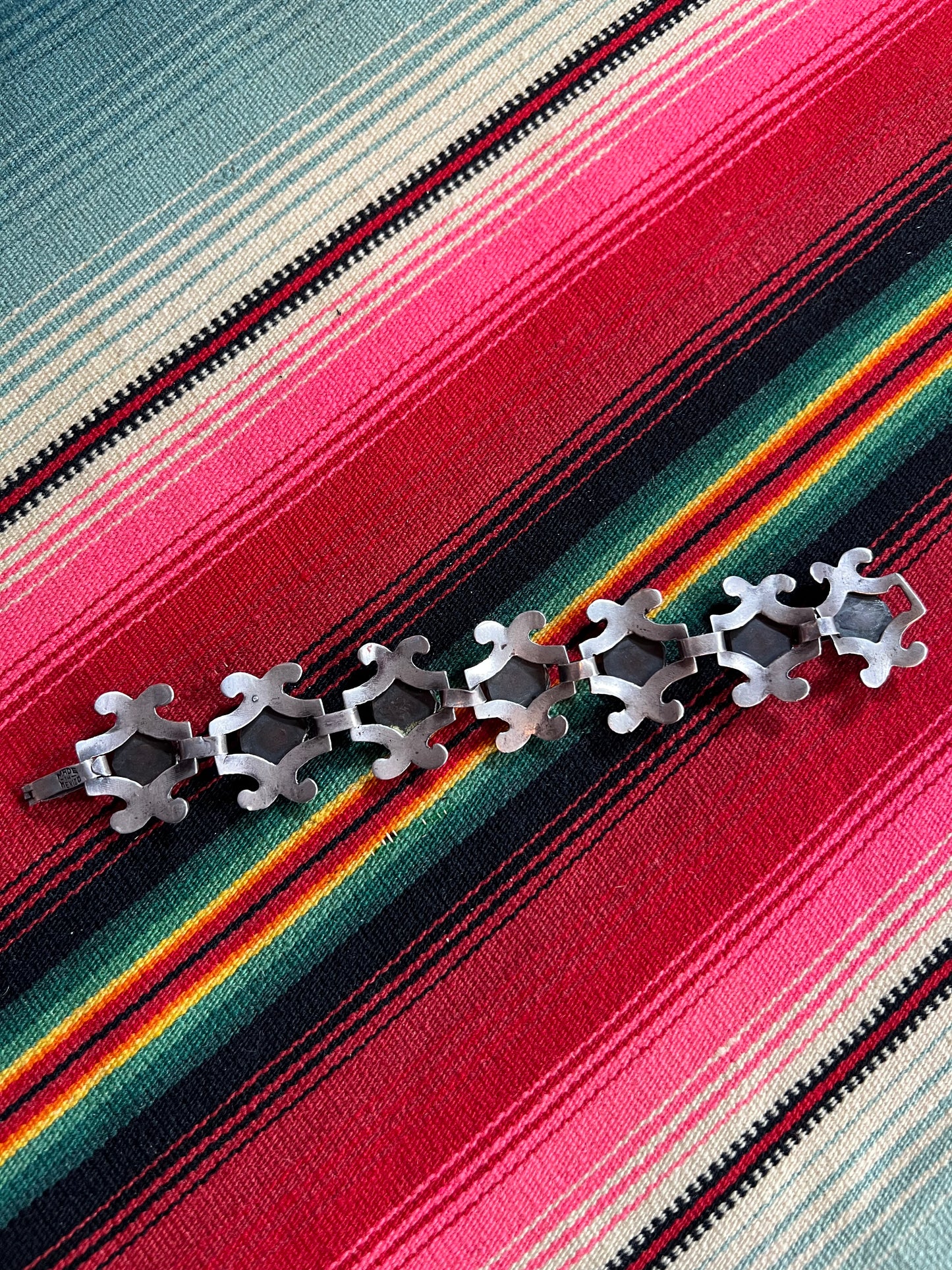 Antique Mexican Sterling and Turquoise Bracelet