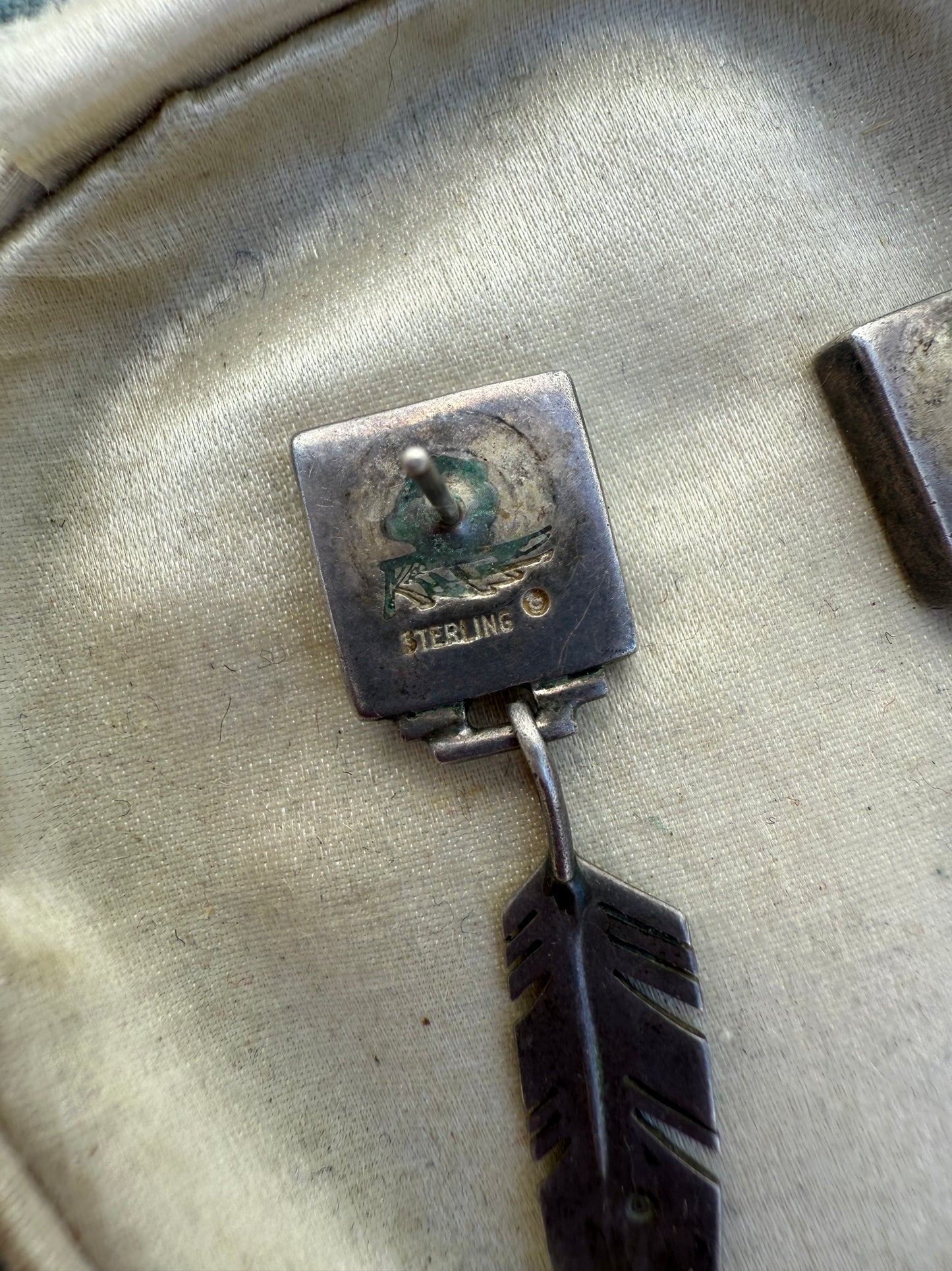 Square and Feather Earrings