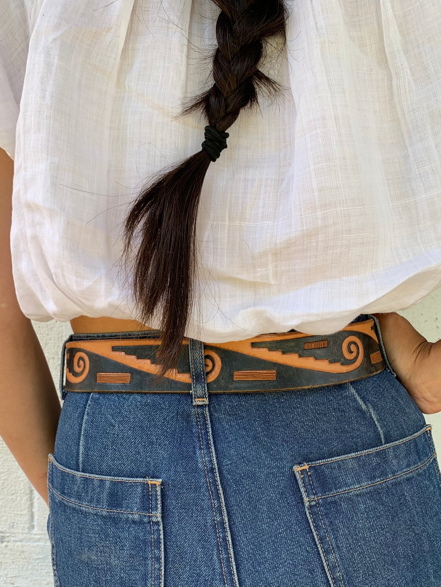 Vintage Belt - Black & Brown Aztec Patterned