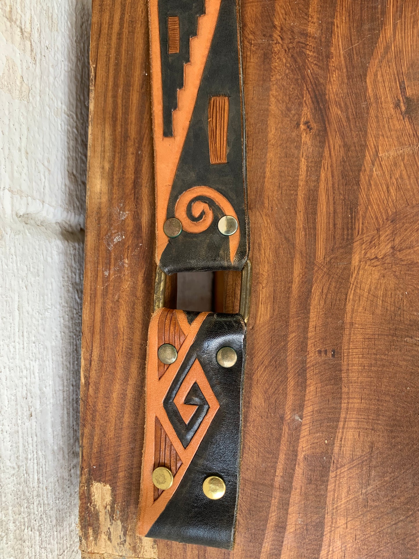 Vintage Belt - Black & Brown Aztec Patterned