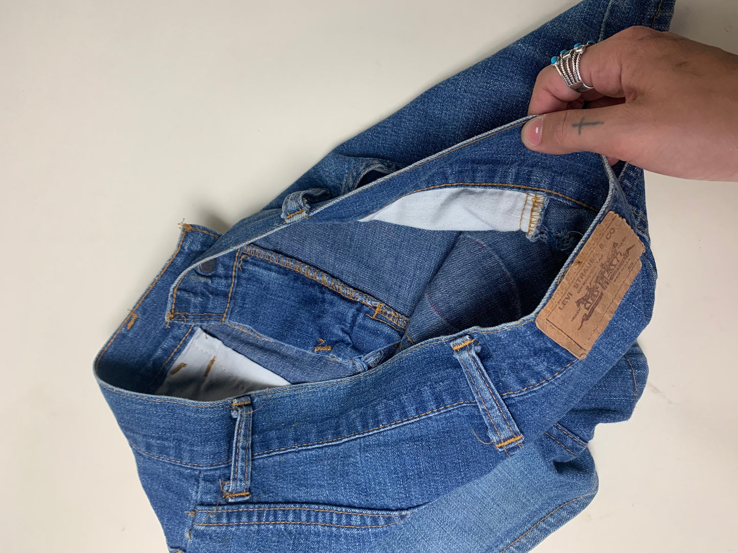 1960s Big E Levi's Patched Orange Tab Shorts 28W (Low Rise)