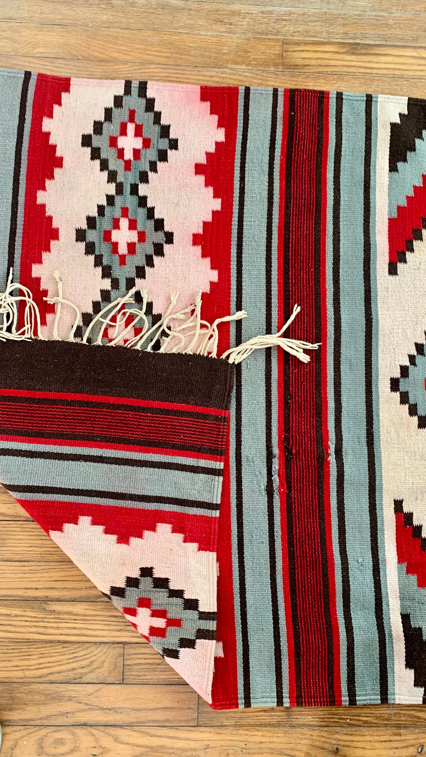 Vintage Geometric Striped Woven Rug 74" x 38.5"