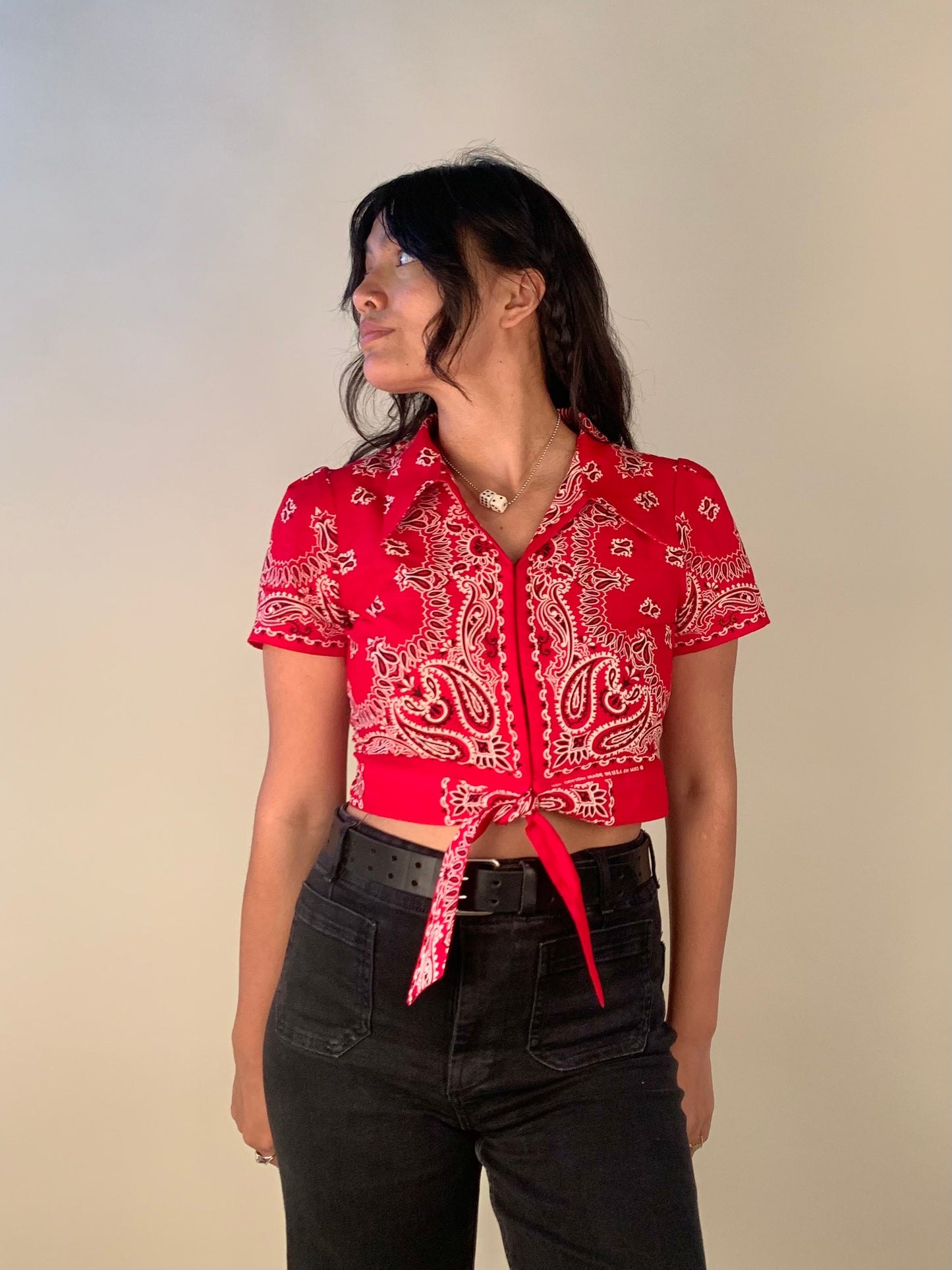 Handmade Red Bandana Top