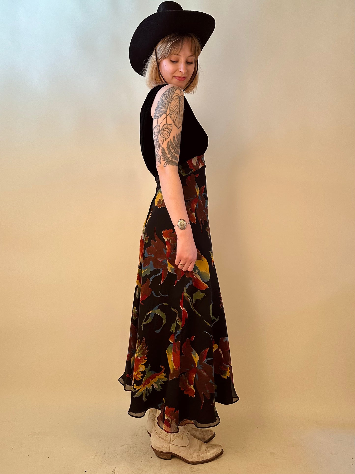 Velvet and Floral Gown