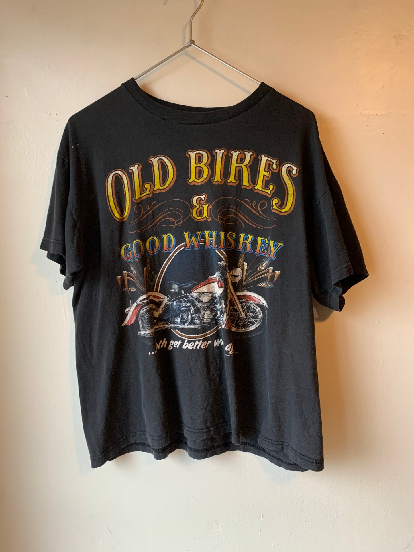 Vtg. Old Bikes & Good Whiskey Tee ( L/XL)