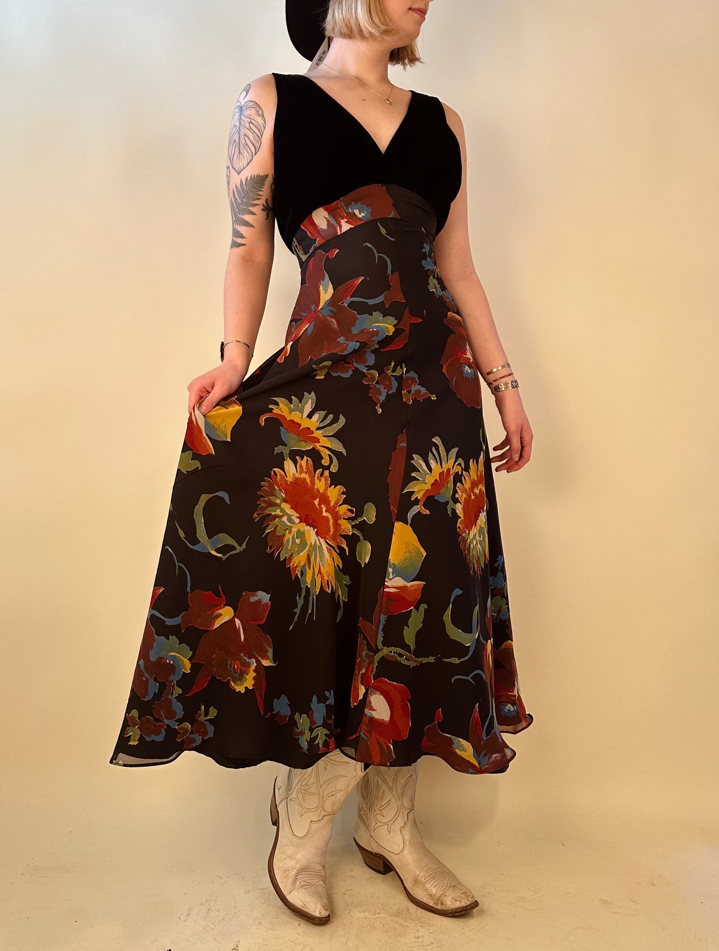 Velvet and Floral Gown