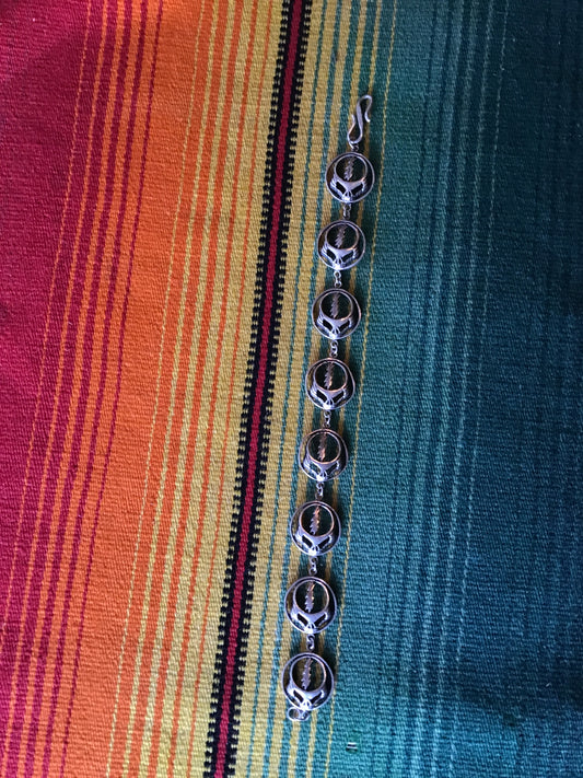 Vintage Sterling "Steal Your Face" Grateful Dead Bracelet 7 1/4”