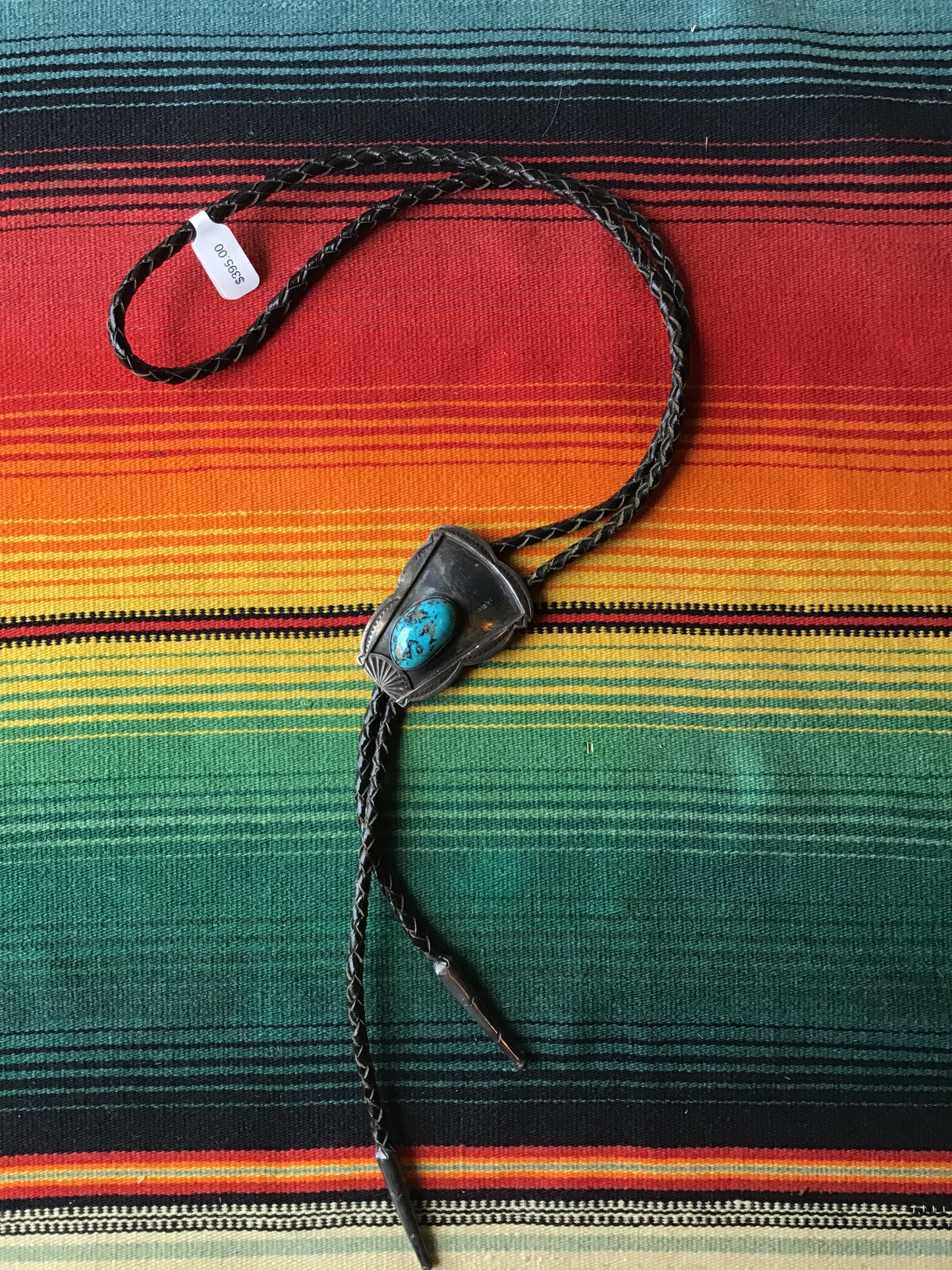 Vintage Sterling and Turquoise Bolo 19 3/8”