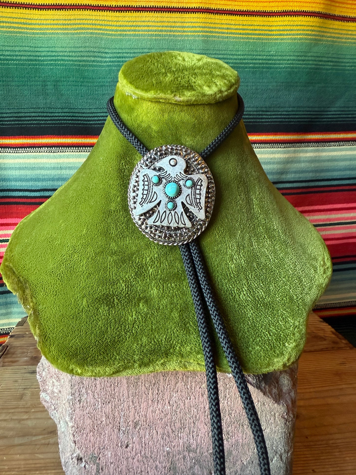 Turquoise Thunderbird Pendant Bolo Tie