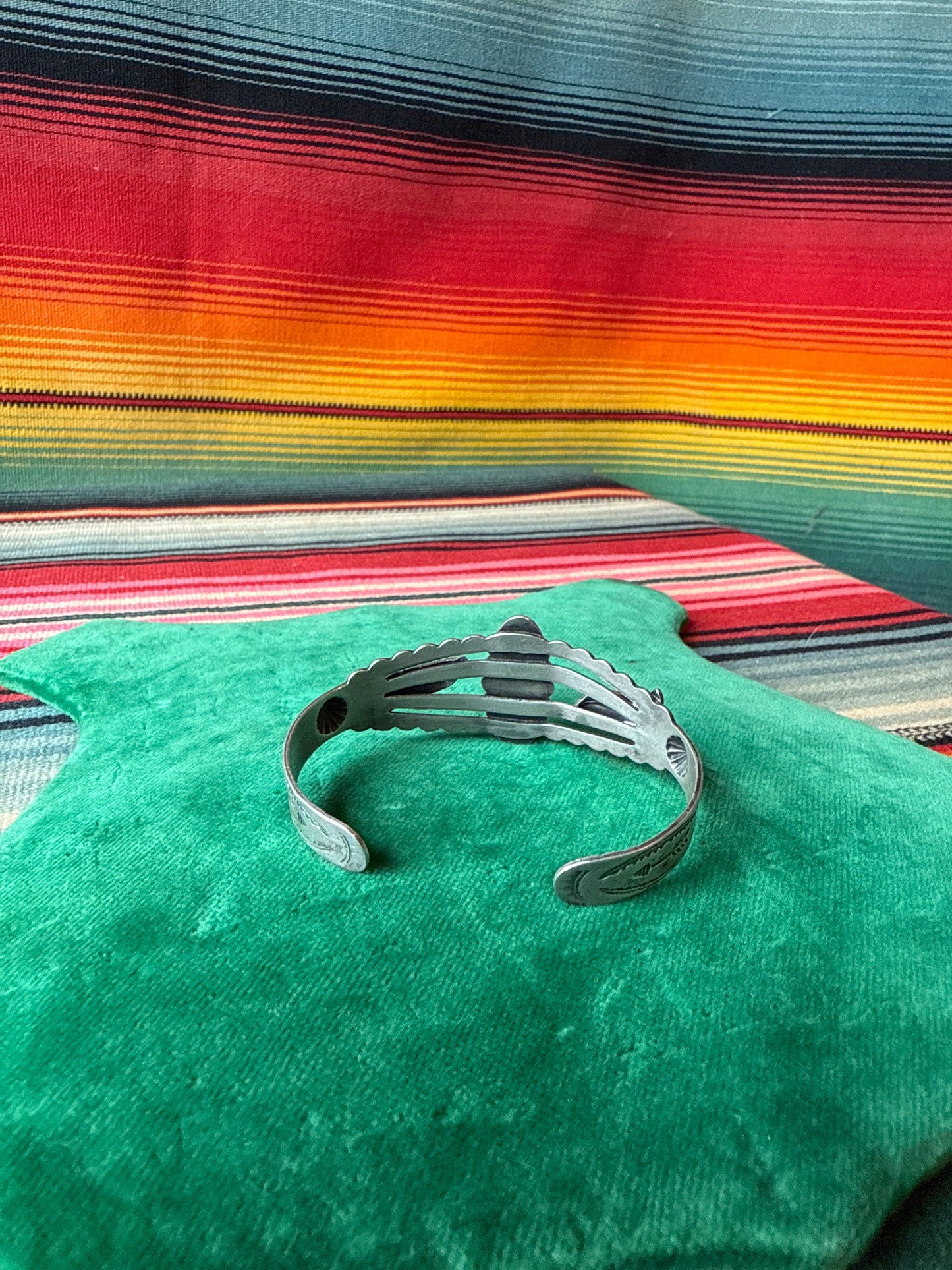 Fred Harvey Era Sterling and Turquoise Cuff