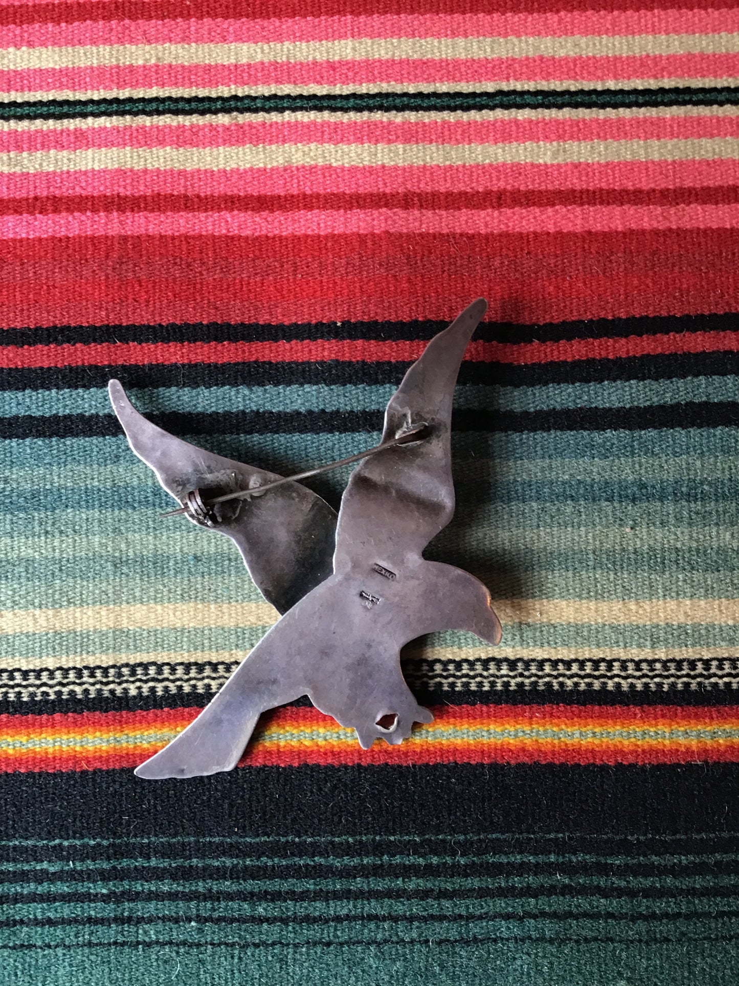 Vintage Sterling Mexican Eagle Pin Large