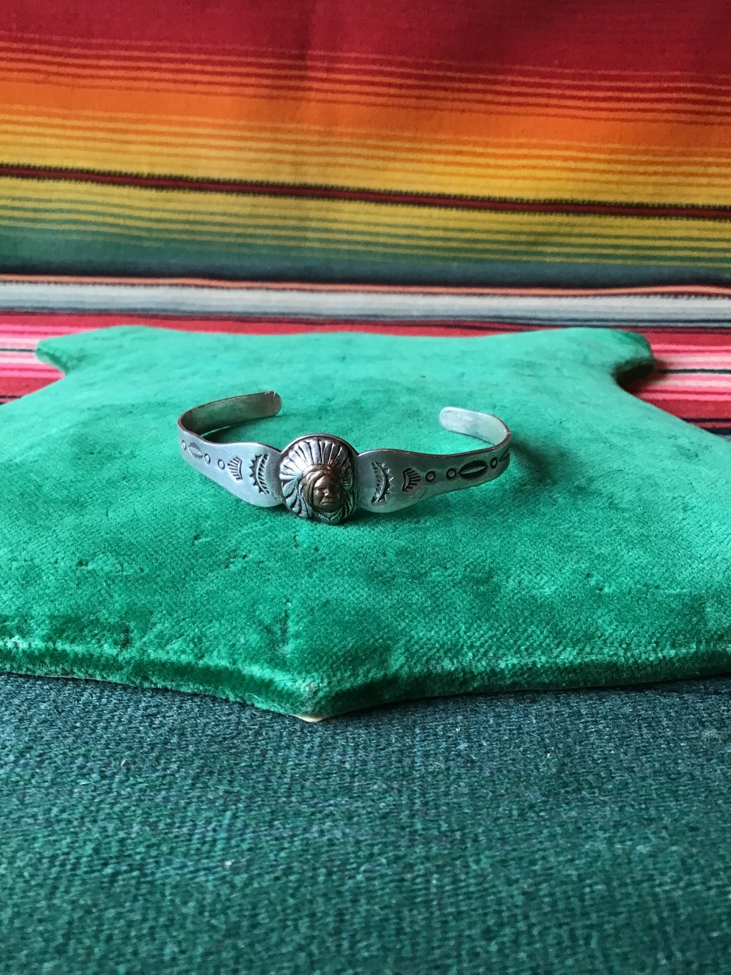 Vintage Indian Chief Sterling and Copper Stacker Cuff