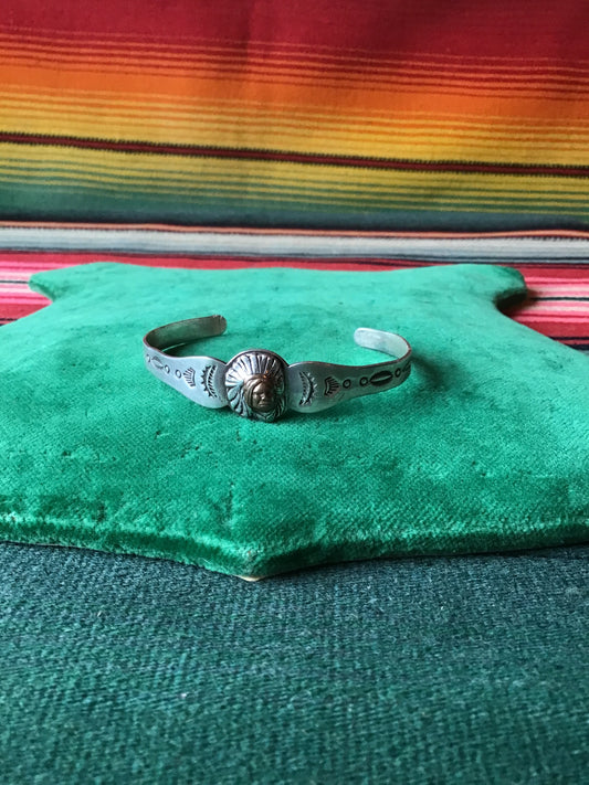 Vintage Indian Chief Sterling and Copper Stacker Cuff
