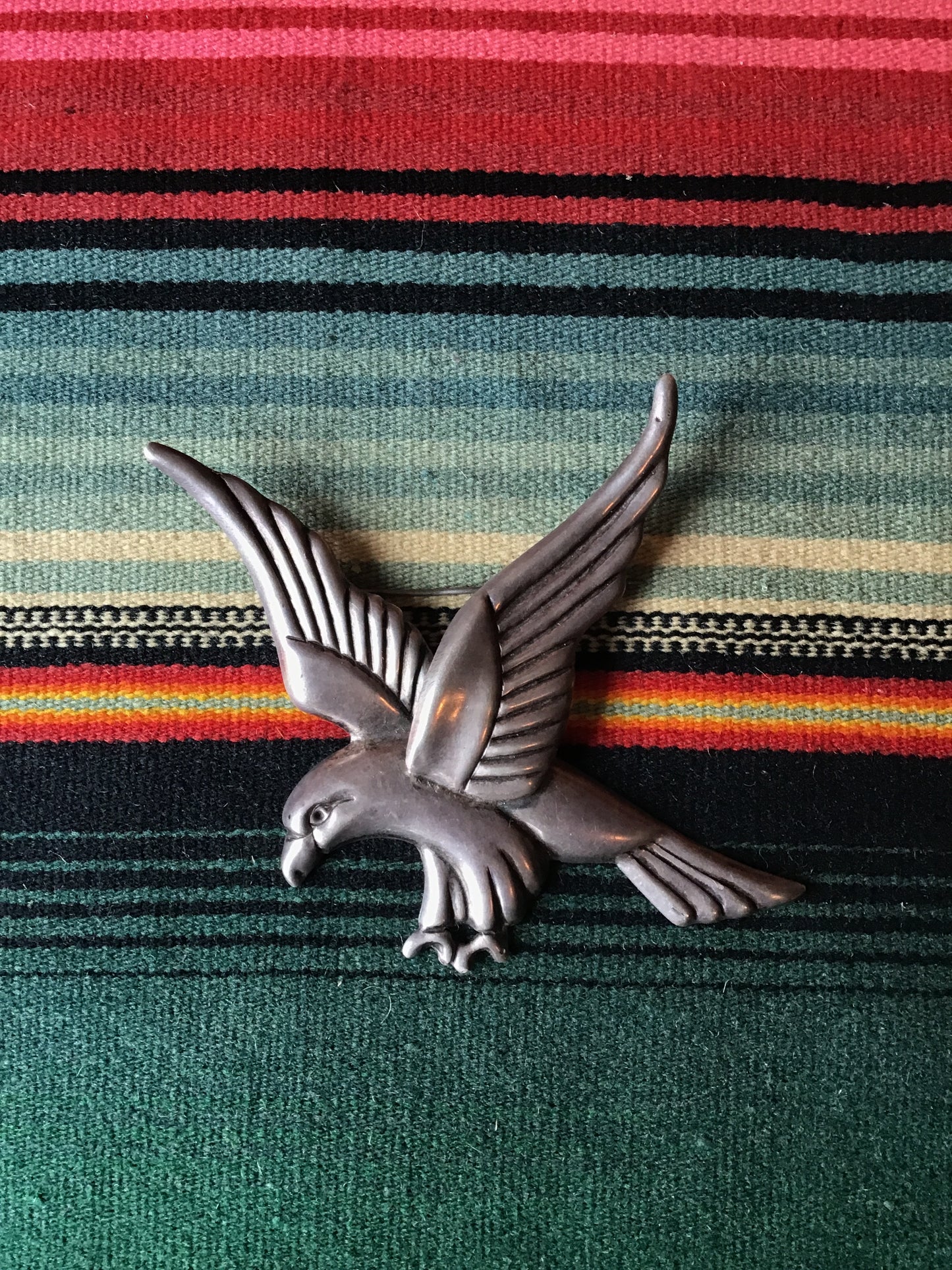 Vintage Sterling Mexican Eagle Pin Large