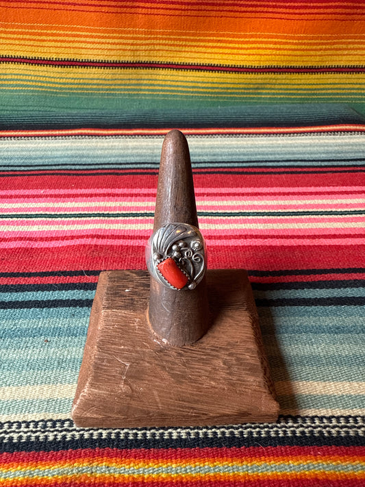 Vintage Sterling and Coral Ring