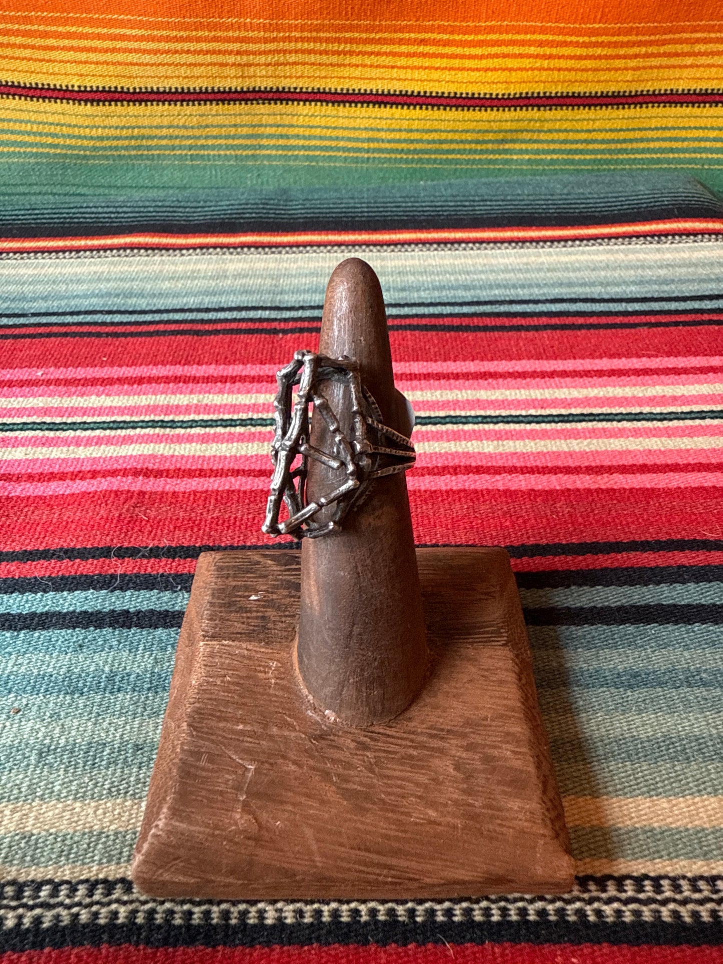 Vintage Sterling Brutalist Style Bone Ring