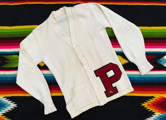 Vintage "P" Letterman Cardigan