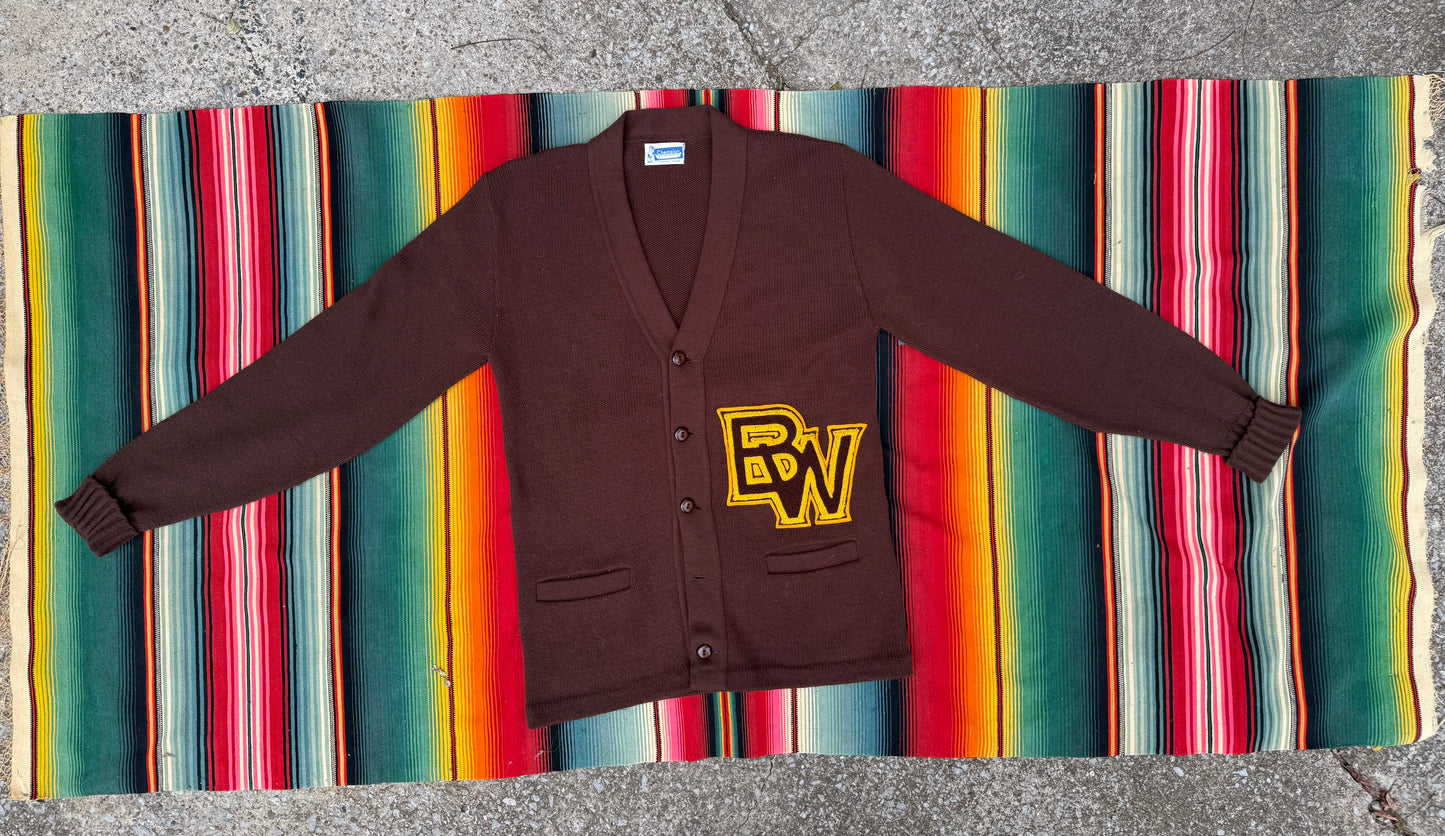 Vintage Champion "BW" Letterman Knit Cardigan