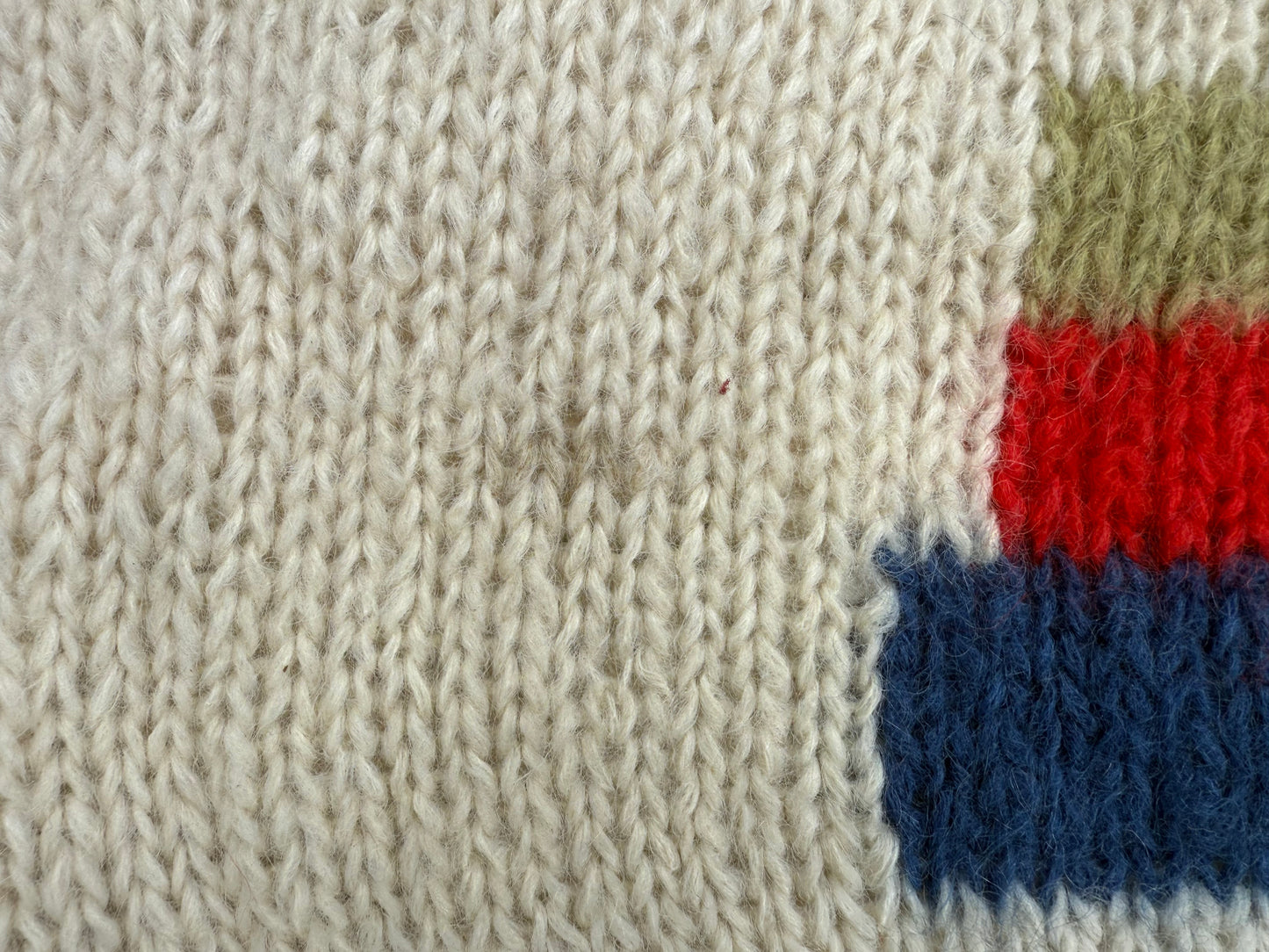 Vintage Cream Knit Sweater with Block Pattern