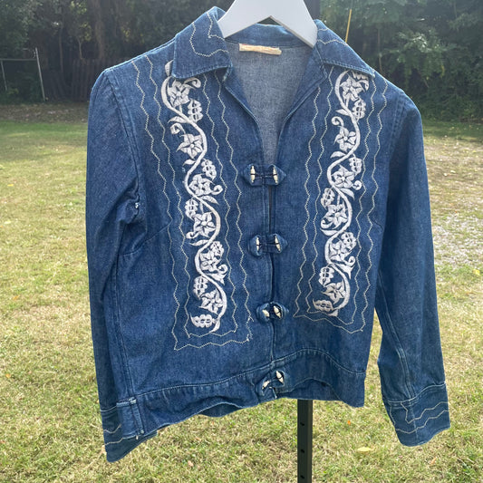 VTG Floral Embroidered Denim Jacket