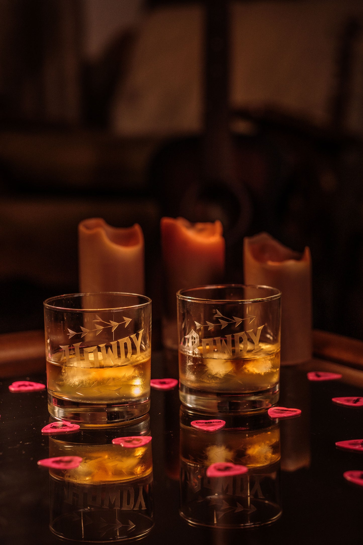 Howdy & Rowdy Etched Low Ball Glasses