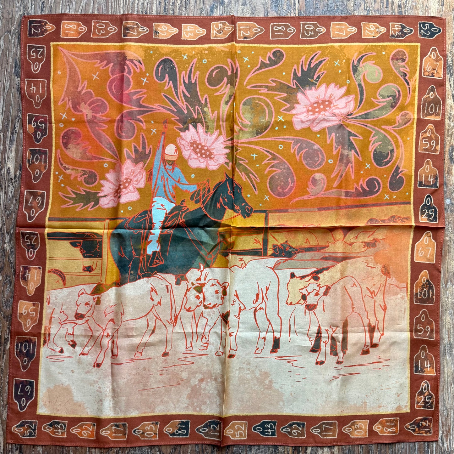 Round Up Western Cowgirl Silk Scarf