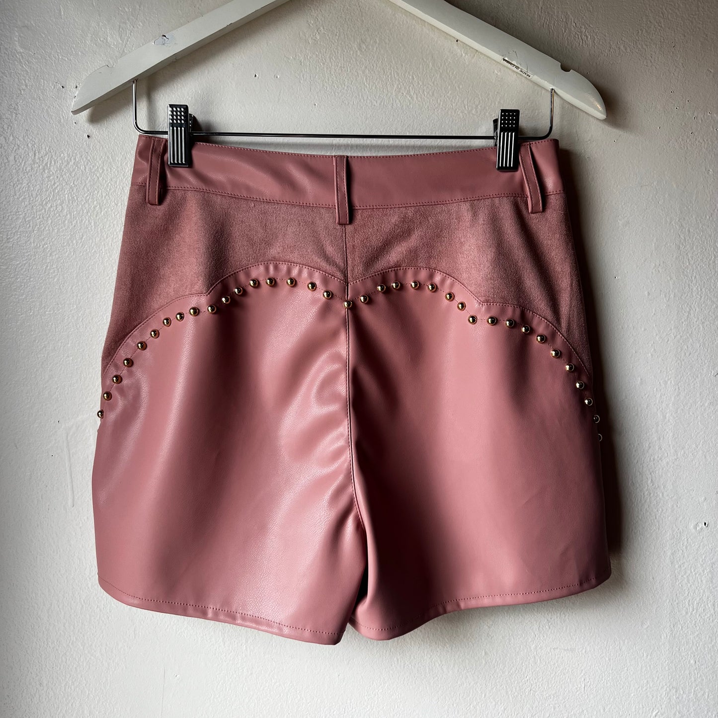 Studded Leather Shorts Rose