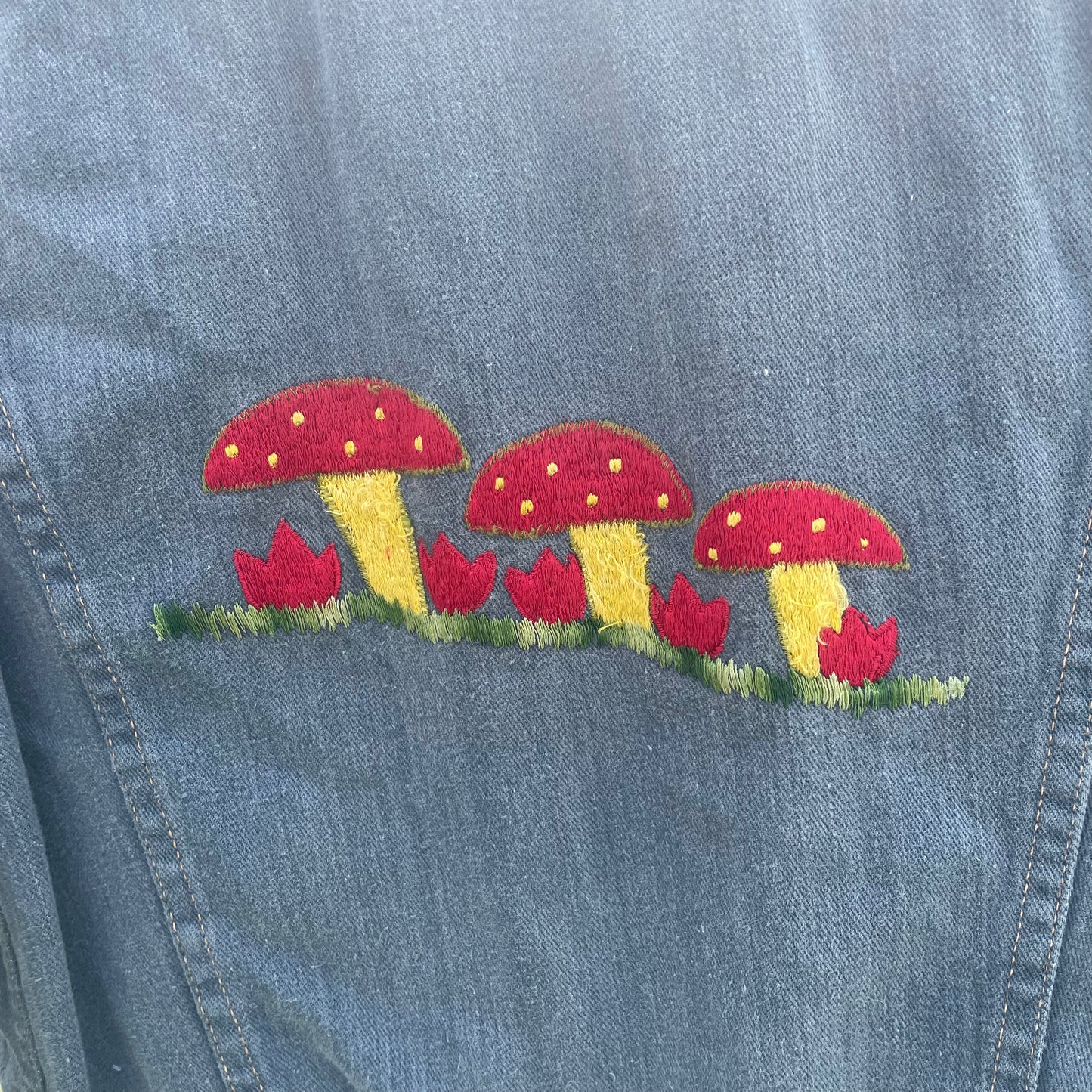 VTG Mushroom Embroidered Denim Jacket