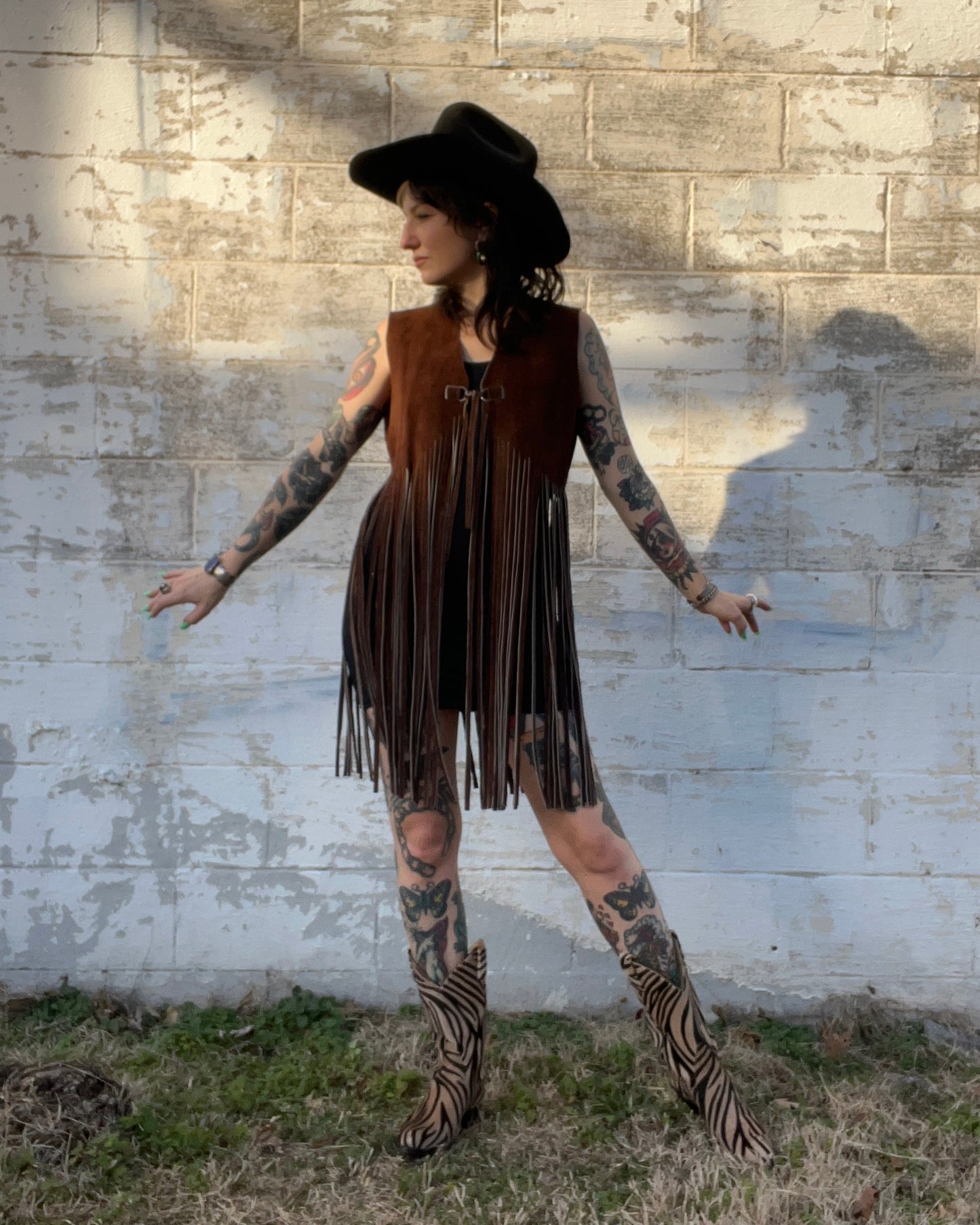 1970s Brown Suede Fringe Vest