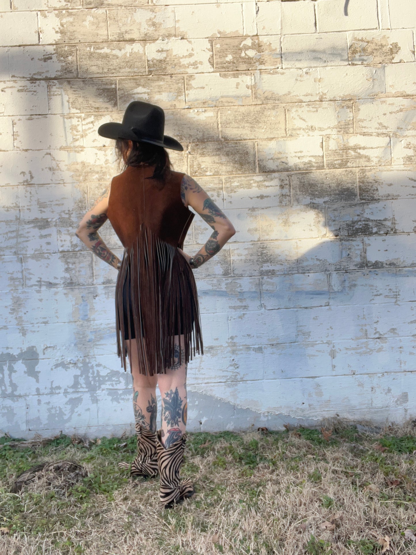 1970s Brown Suede Fringe Vest