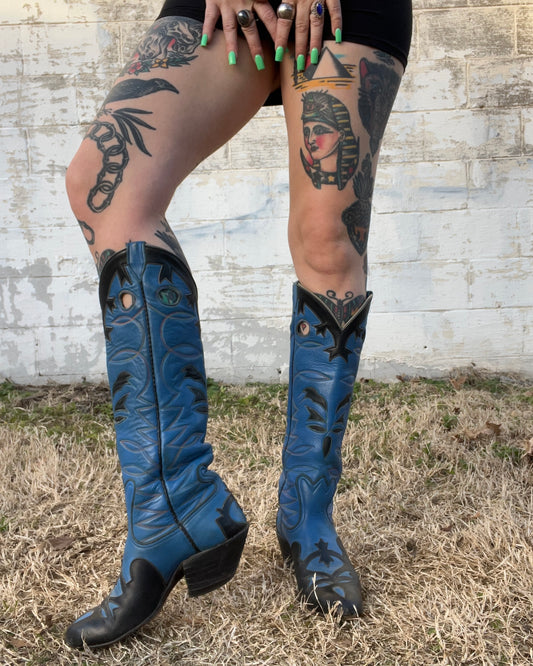 VTG Custom Blue Bowman Cowboy Boots