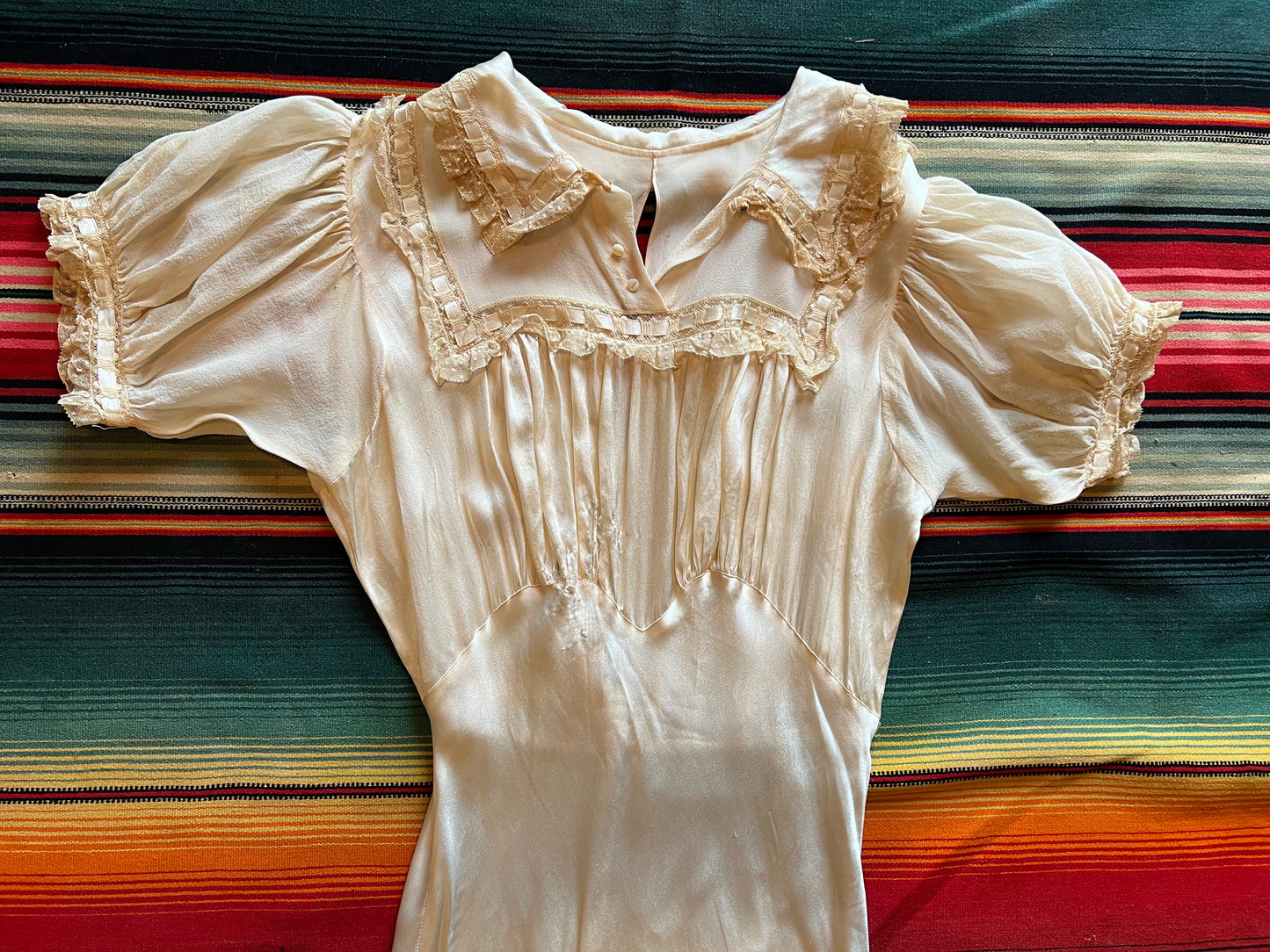 1930s Ecru Silk Dress -as is- (S)