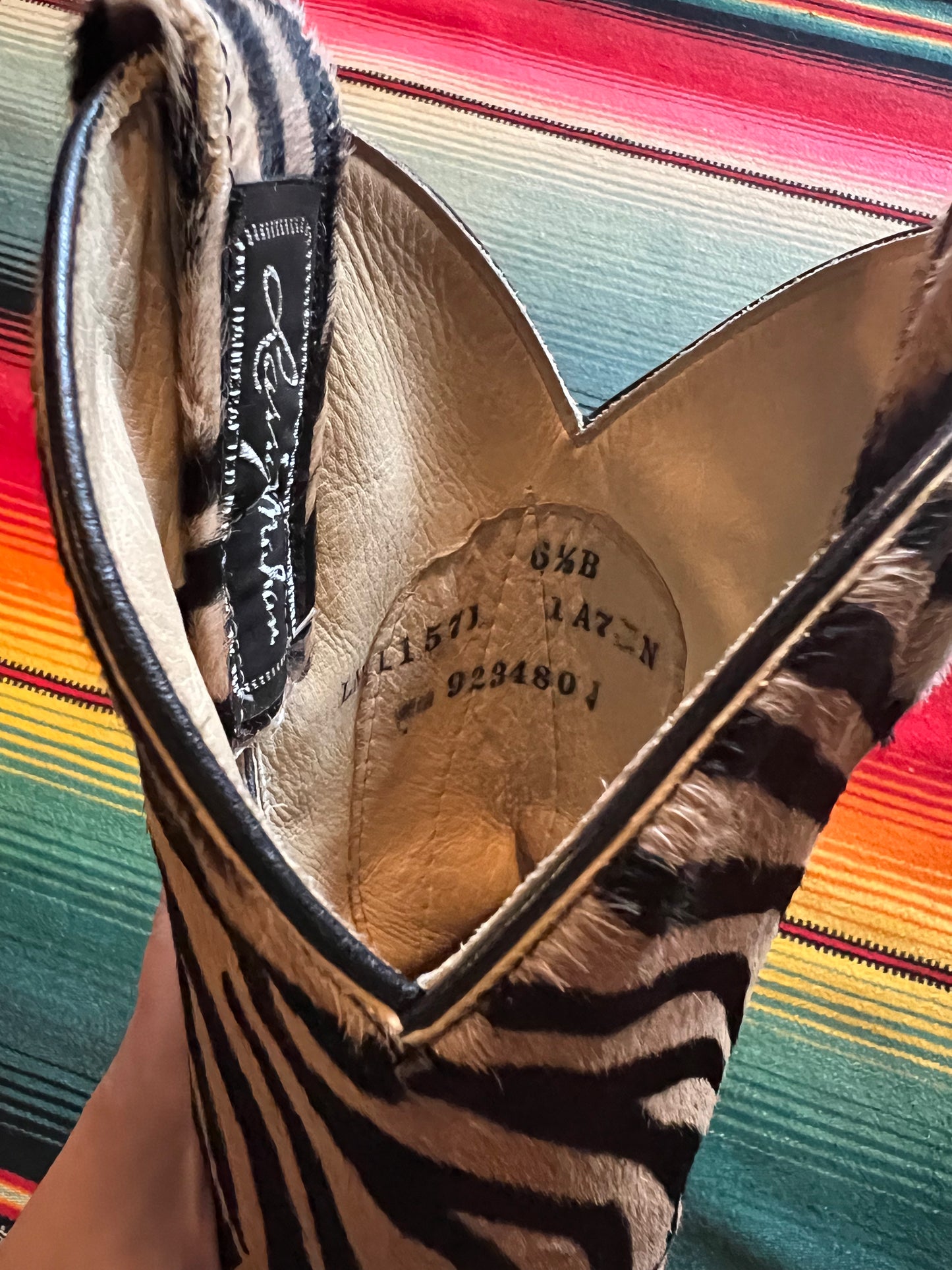 VTG Larry Mahan Zebra Half Calf Cowboy Boot