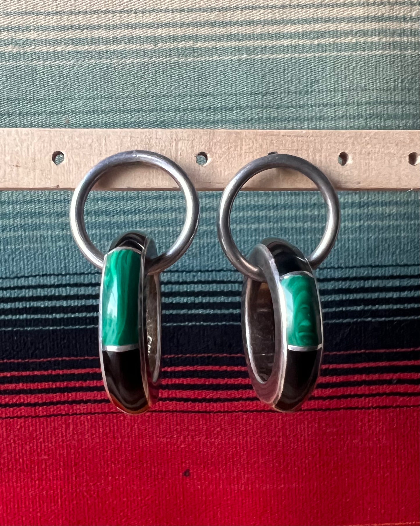 Malachite Hoop Drop Earrings