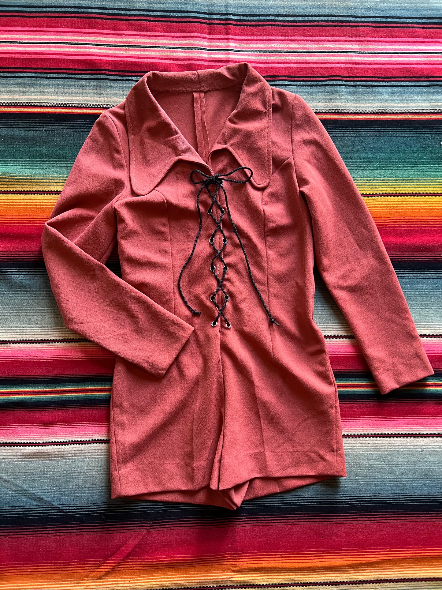 1970s Lace Up Romper